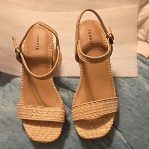 Torrid Tan Wedge Sandals with Textured Strap